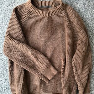 Jenni Kayne Oversized Fisherman Cotton Sweater Knit Brown Size M